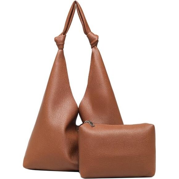 Vegan Leather Hobo Purses set, Slouchy Shoulder Bag Knotted Hobo